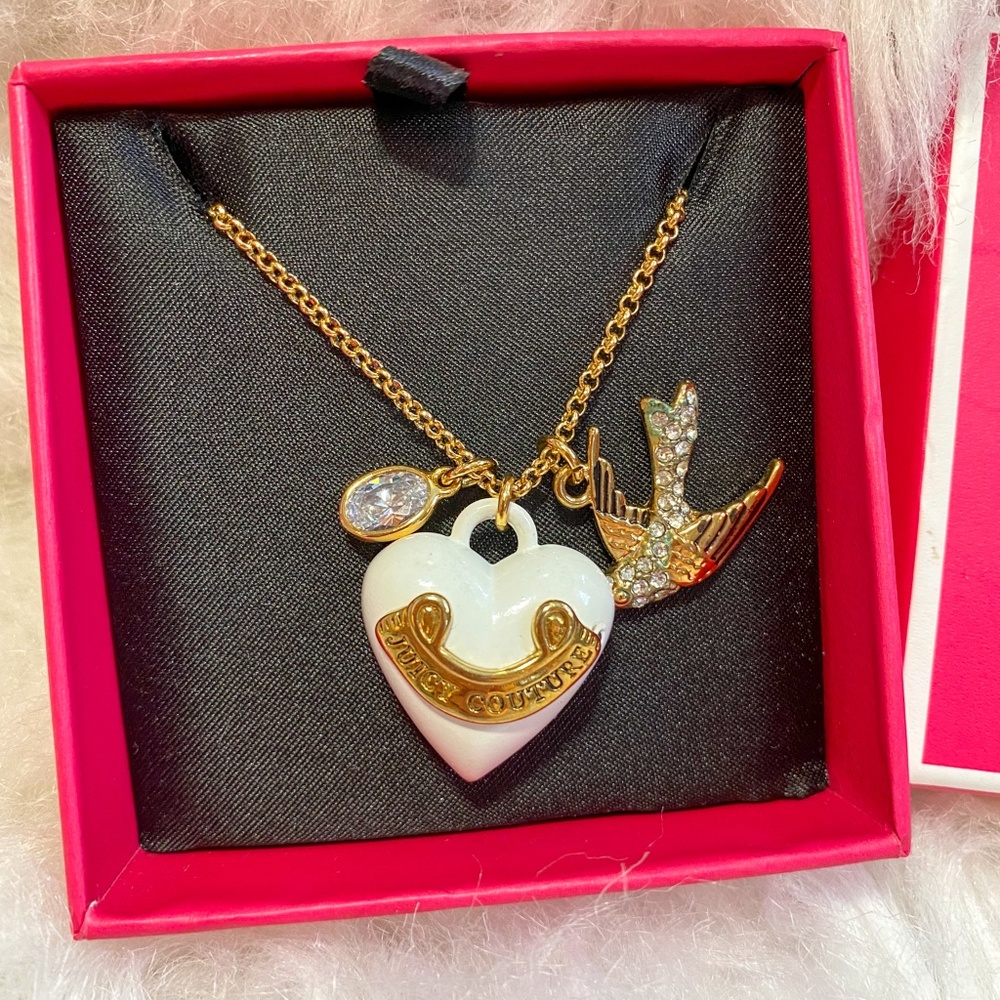 NWT Juicy Couture Enamel Heart Charm Necklace Y2K Fashion Jewelry